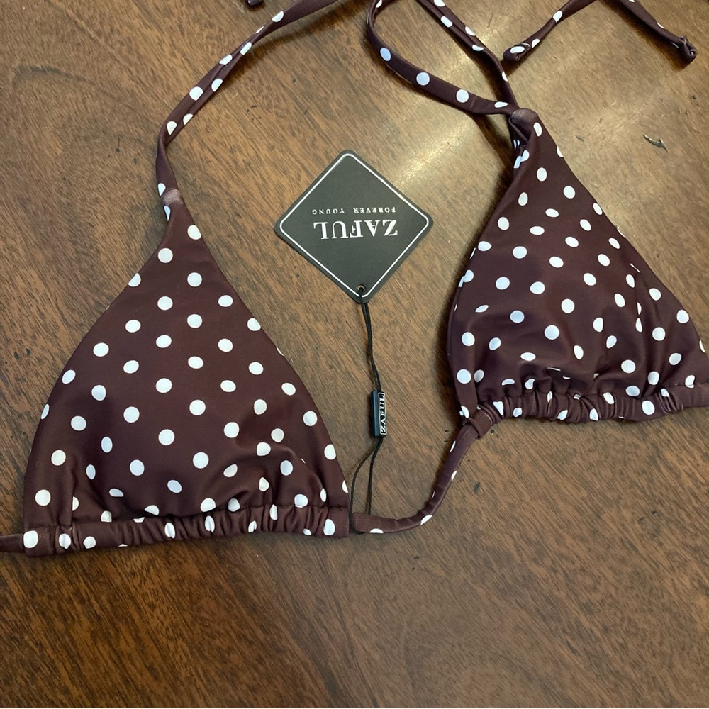 ZAFUL Brown White Polka Dot Bikini Swimsuit NWT - Picture 6 of 7